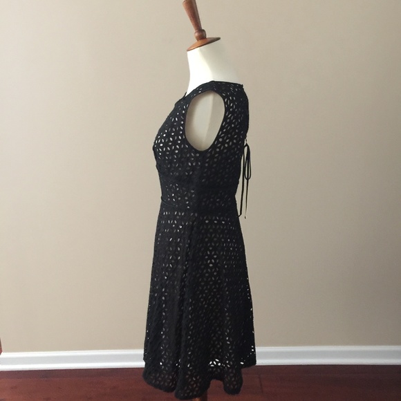 Ann Taylor Loft Black Lined Eyelet Dress Size 2 - Picture 3 of 8